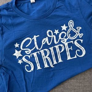 Stars and Stripes tee: size small; blue; worn once